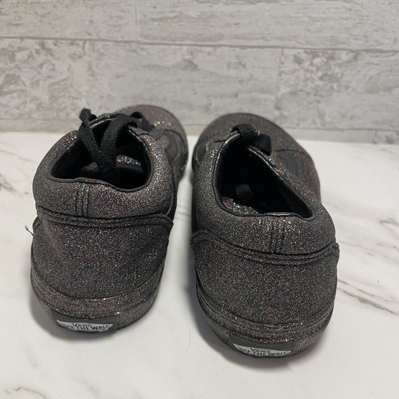 Vans Black Rainbow Glitter Sneakers Youth Size 3.5 - Picture 4 of 8